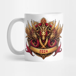 Wooden Gold Red Dragon 2024 Mug